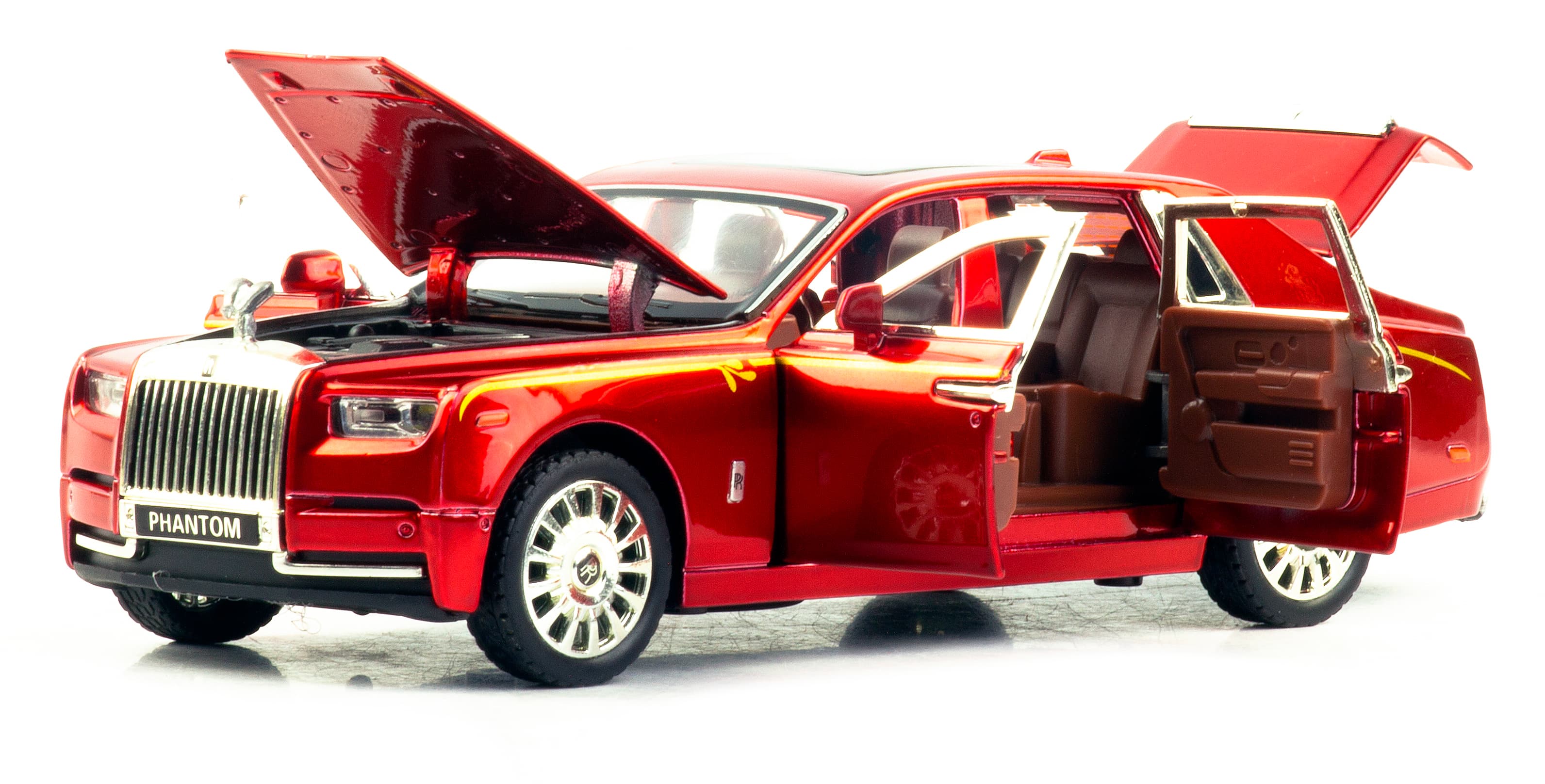 Металлическая машинка Newao Model 1:32 «Rolls-Royce Phantom» XA3229B, 17 см., инерционная, свет, звук / Красный