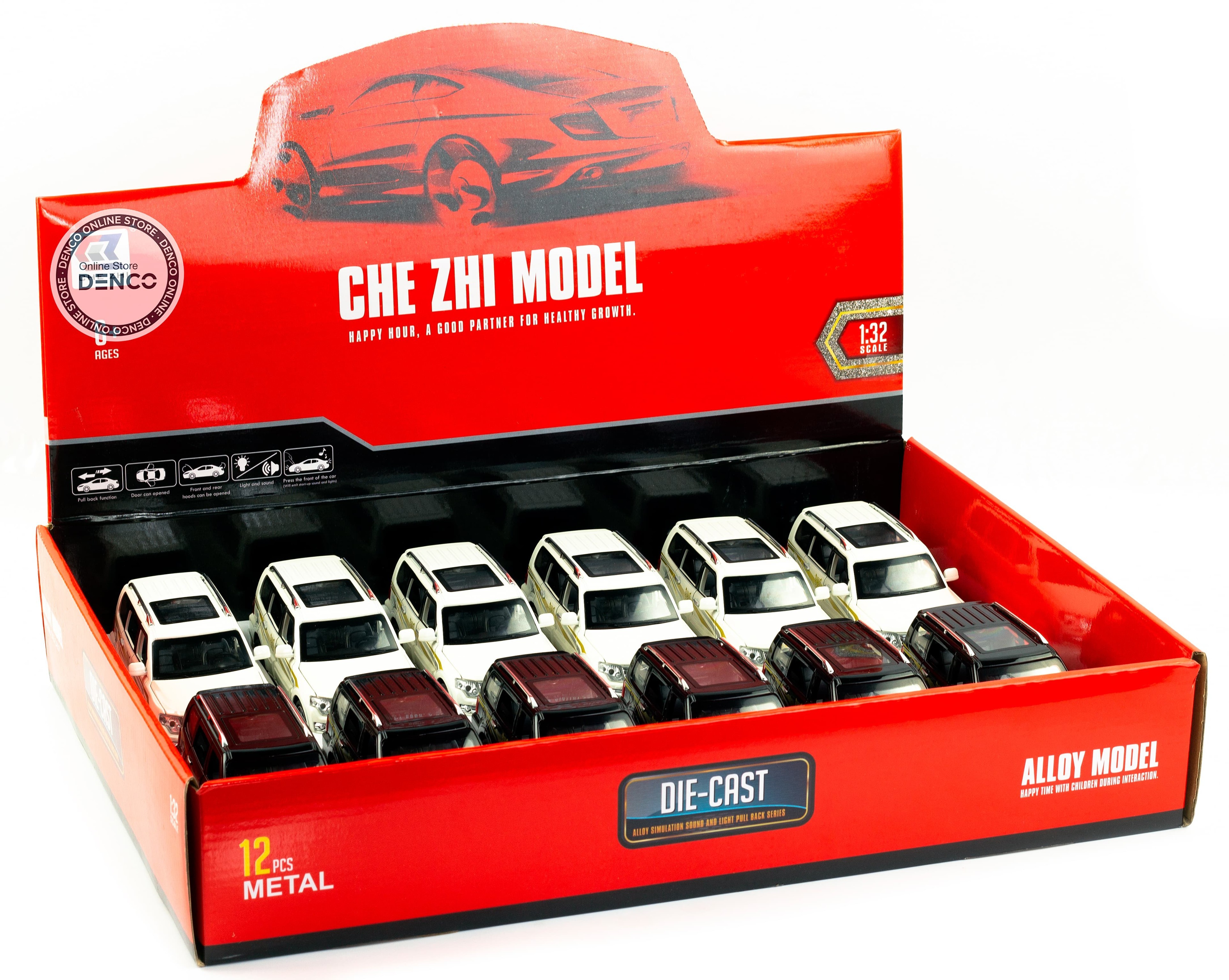 Металлическая машинка Che Zhi 1:32 «Mitsubishi Pajero» CZ39A, 17 см., инерционная, свет, звук / Черный