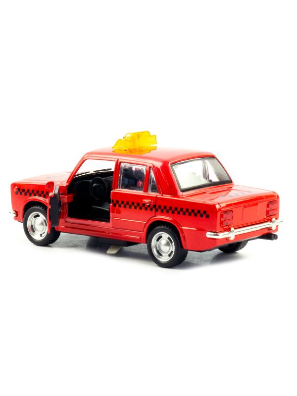 Машинка металлическая 1:30 «ВАЗ-2106 Жигули: Такси» 688-11DT, 14,5 см., инерционная, звук, свет / Красный