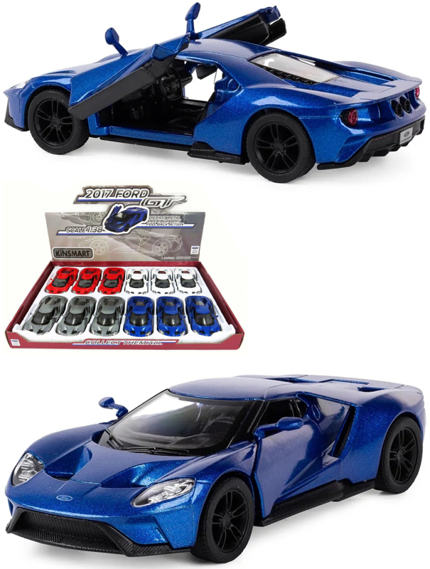 Металлическая машинка Kinsmart 1:38 «2017 Ford GT» KT5391D, инерционная / Синий