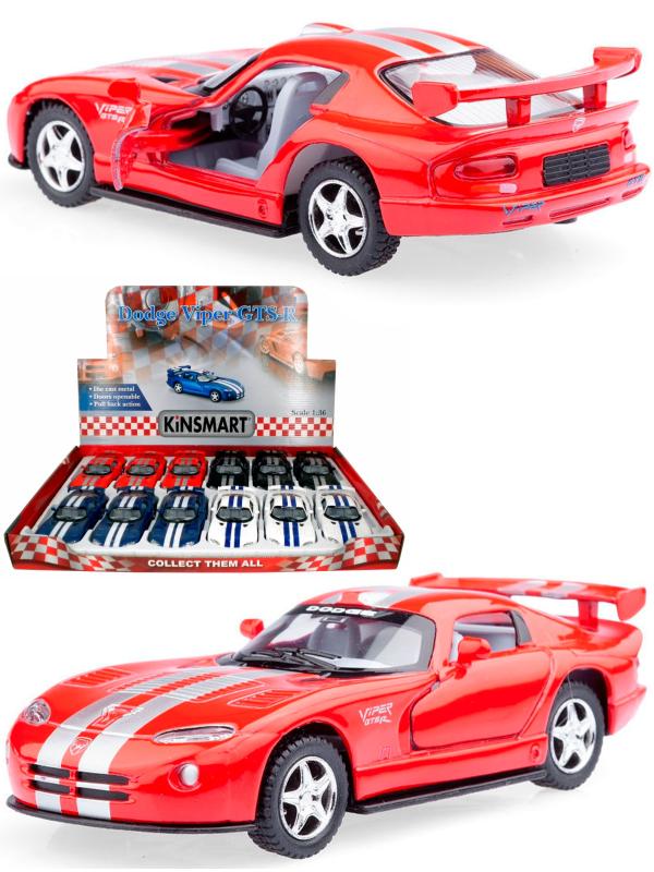 Металлическая машинка Kinsmart 1:36 «Dodge Viper GTS-R» KT5039D, инерционная / Красный