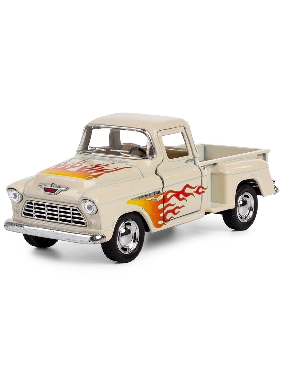 Машинка металлическая Kinsmart 1:38 «1956 Ford F-100 Pickup с принтом» KT5385DF инерционная / Бежевый