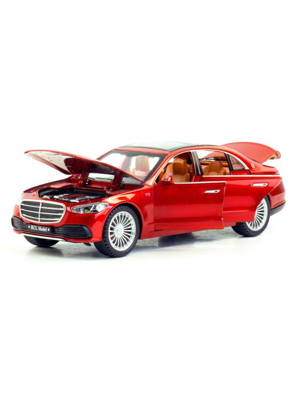 Металлическая машинка HCL 1:22 «Mercedes-Benz S600 W223» HCL-913A, 22 см., инерционная, свет, звук / Красный