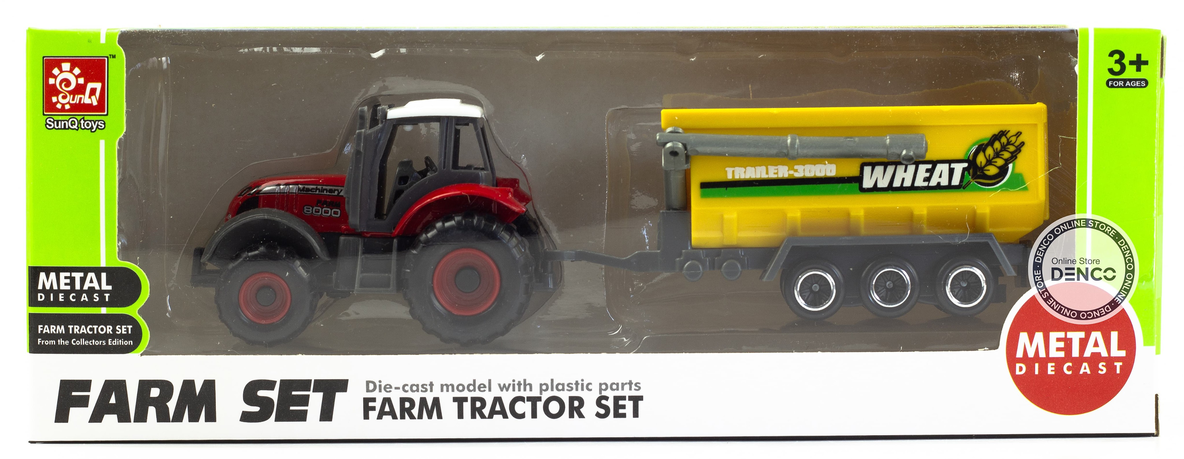 Машинка металлическая Farm Set «Трактор сельскохозяйственный с прицепом» SQ82002-1B / Микс
