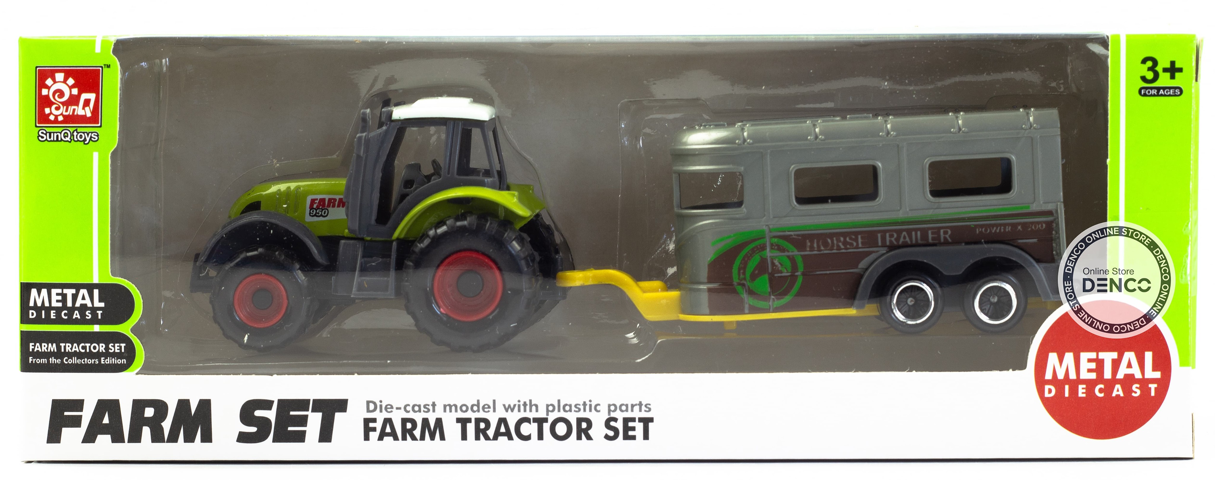 Машинка металлическая Farm Set «Трактор сельскохозяйственный с прицепом» SQ82002-1B / Микс