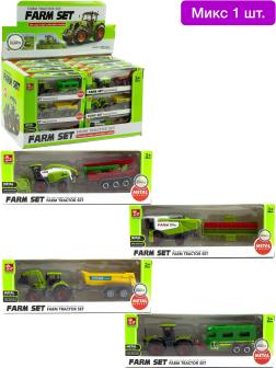 Машинка металлическая Farm Set «Трактор сельскохозяйственный с прицепом» SQ82002-2B / Микс