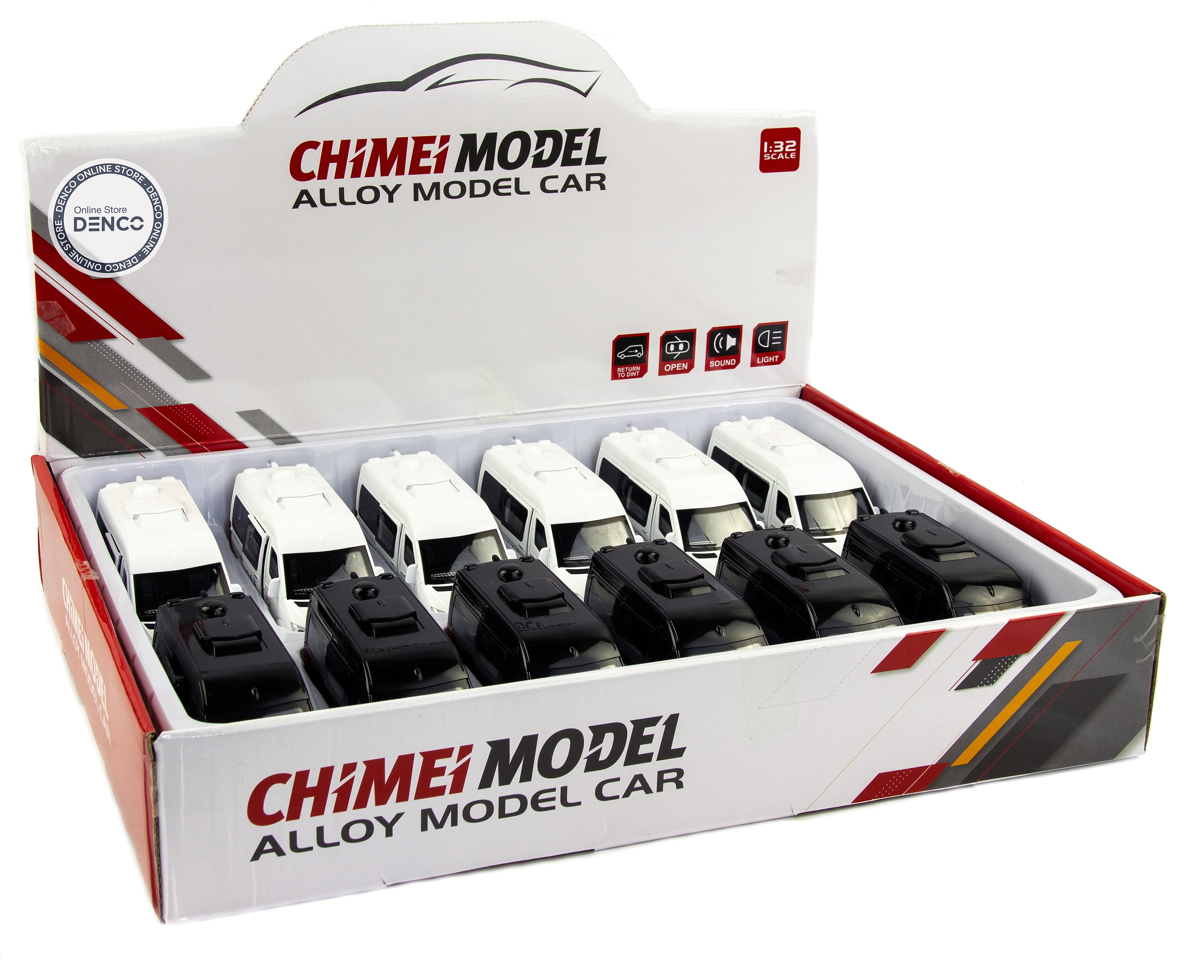 Металлическая машинка ChiMei Model 1:32 «Mercedes-Benz Sprinter» CM336, инерционная, свет, звук / Микс