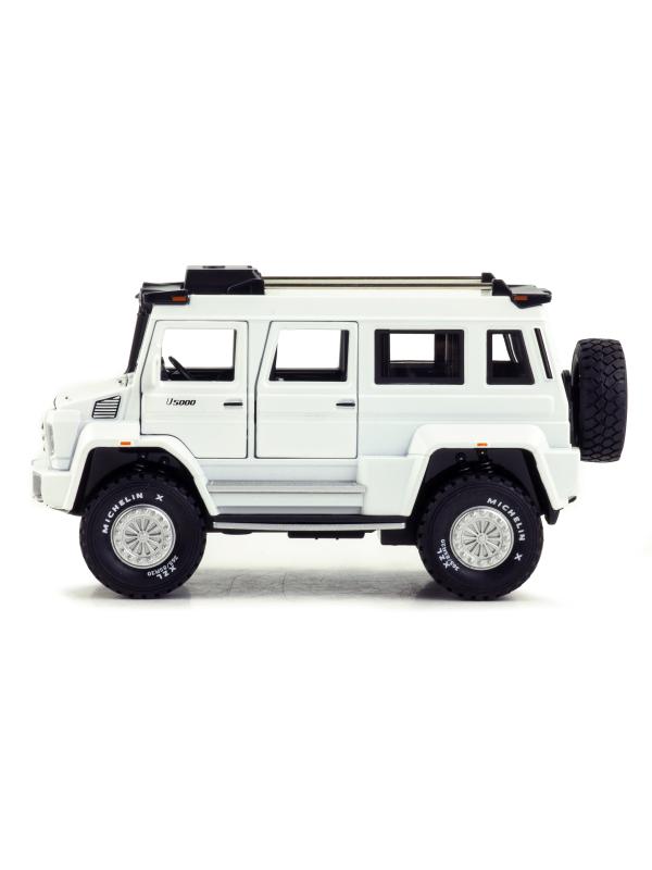 Металлическая машинка XHD 1:24 «Mercedes Benz Unimog U5000» B3204, 20 см., инерционная, свет, звук / Белый