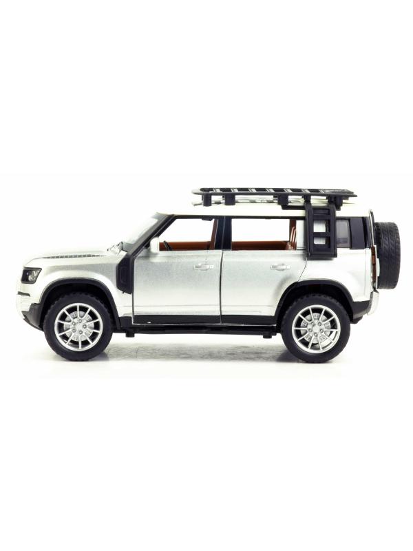 Металлическая машинка HCF 1:22 «Land Rover Wilderness» HCL-910A, 20 см., инерционная, свет, звук / Серебристый