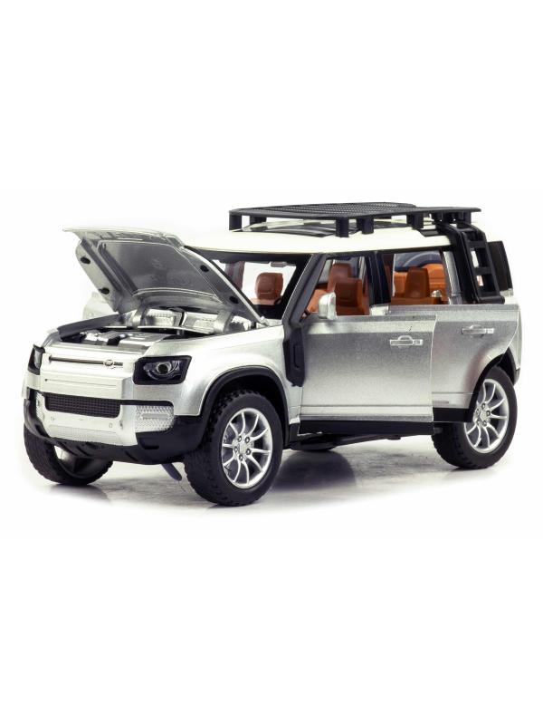 Металлическая машинка HCF 1:22 «Land Rover Wilderness» HCL-910A, 20 см., инерционная, свет, звук / Серебристый