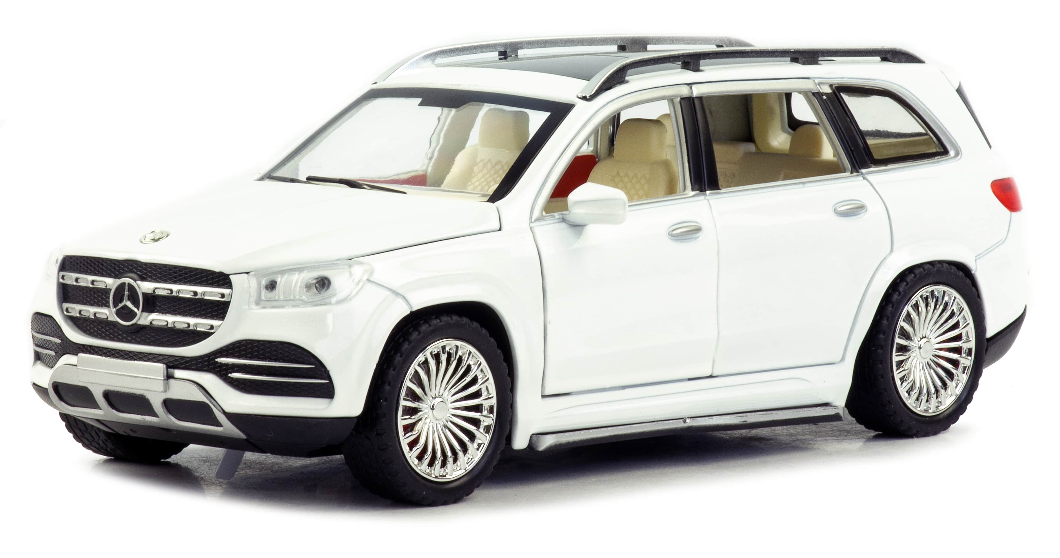 Металлическая машинка SIONRAY 1:24 «Mercedes-Benz GLS 580» SR-2407A, 22 см., инерционная, свет, звук / Белый