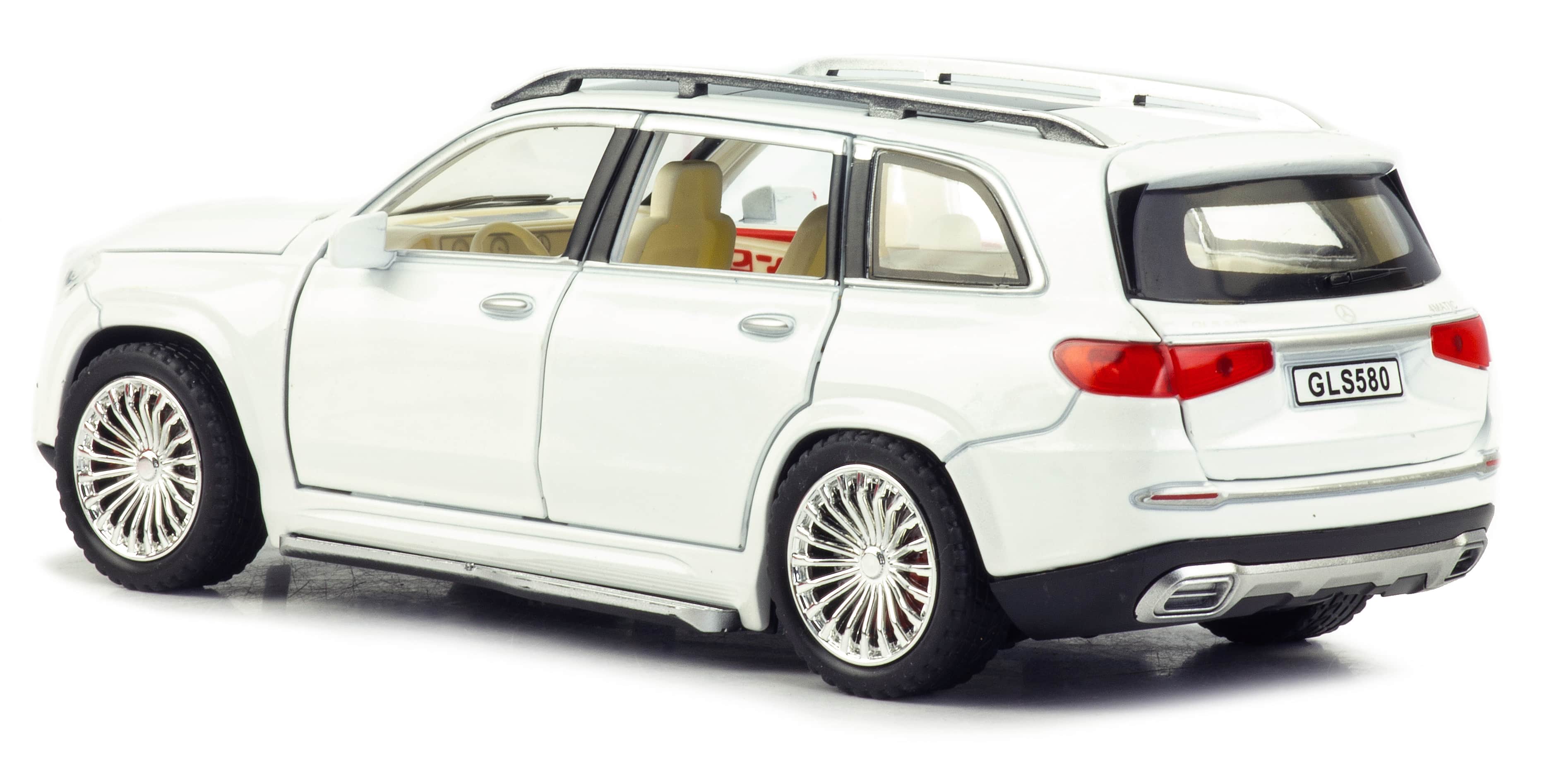 Металлическая машинка SIONRAY 1:24 «Mercedes-Benz GLS 580» SR-2407A, 22 см., инерционная, свет, звук / Белый
