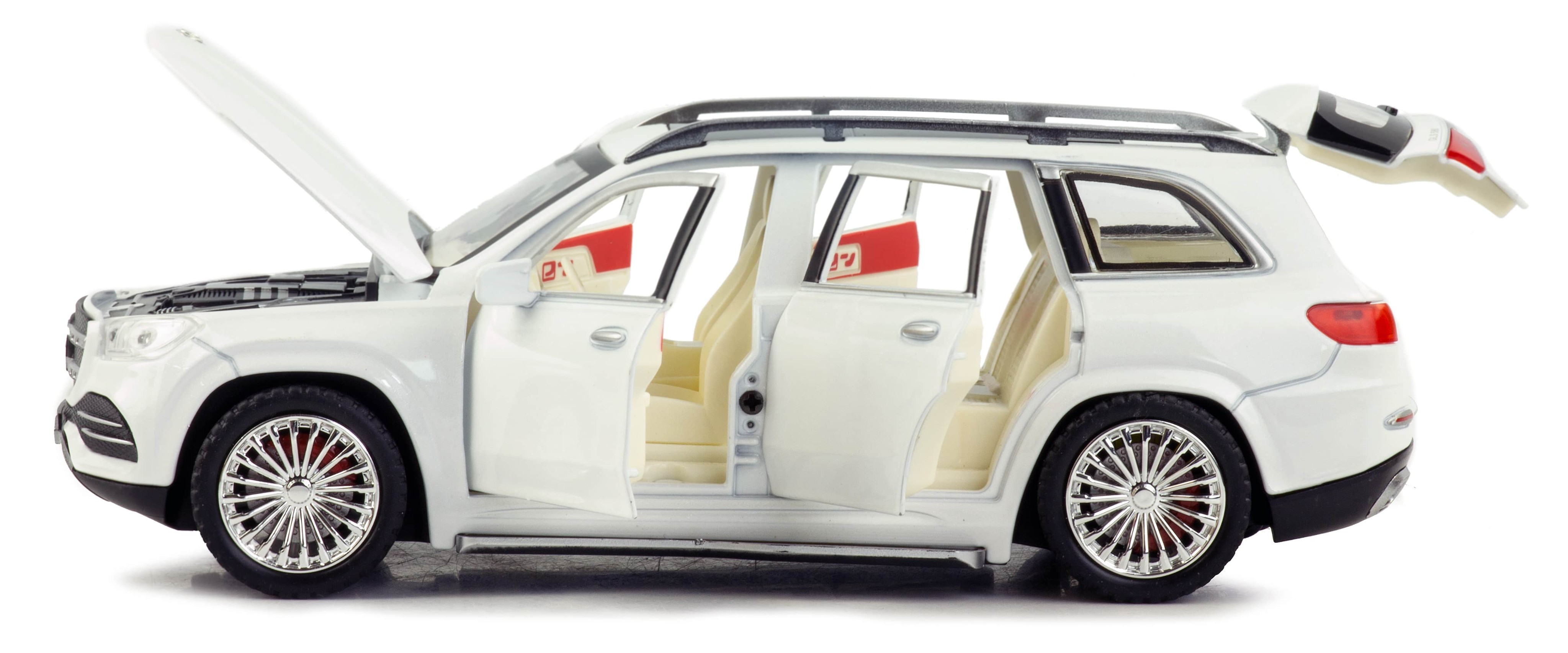 Металлическая машинка SIONRAY 1:24 «Mercedes-Benz GLS 580» SR-2407A, 22 см., инерционная, свет, звук / Белый