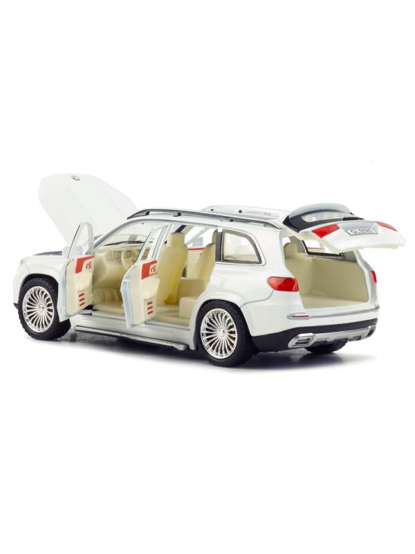 Металлическая машинка SIONRAY 1:24 «Mercedes-Benz GLS 580» SR-2407A, 22 см., инерционная, свет, звук / Белый