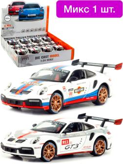 Металлическая машинка Mini Auto 1:24 «Porsche 911 GT3 RSR» 3238B, 20 см., инерционная, свет, звук / Микс
