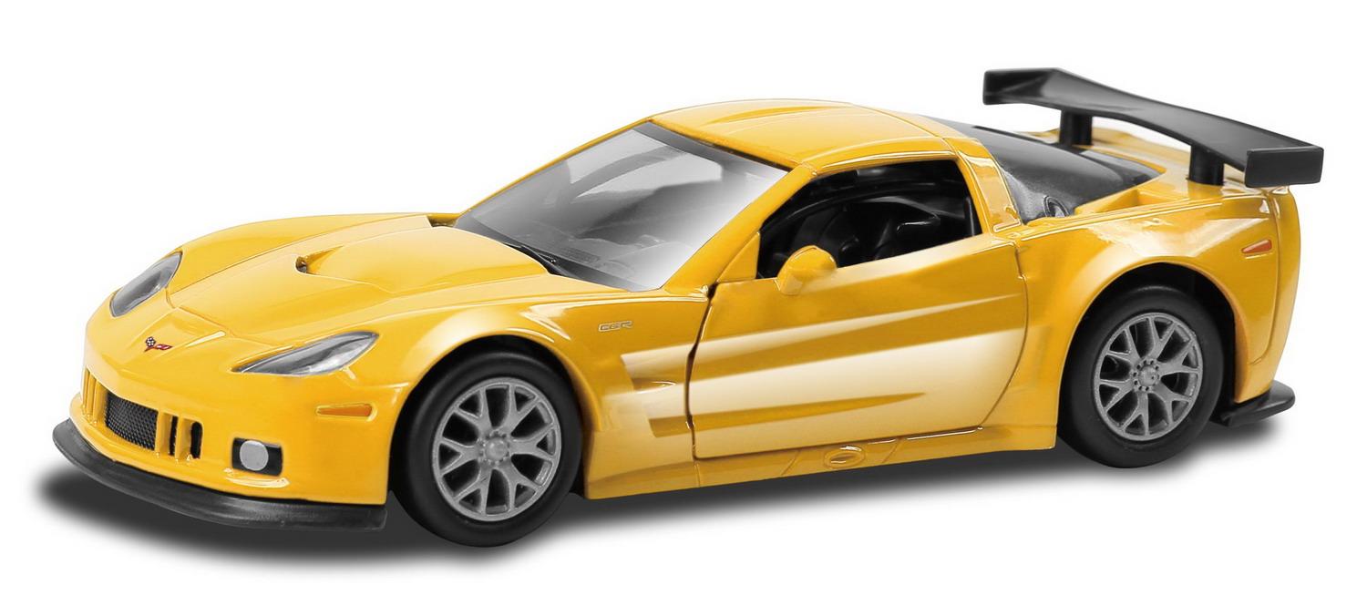 Машина металлическая RMZ City 1:32 Chevrolet Corvette C6-R, желтый цвет, двери открываются