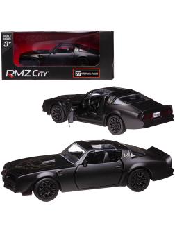 Машина металлическая RMZ City 1:32 Pontiac Firebird 1978, черный матовый цвет, двери открываются