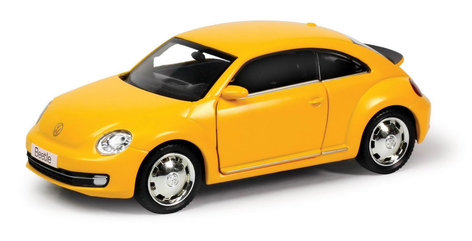 Машина металлическая RMZ City 1:32 Volkswagen New Beetle, желтый матовый цвет, двери открываются