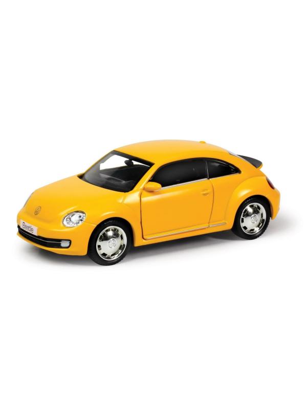 Машина металлическая RMZ City 1:32 Volkswagen New Beetle, желтый матовый цвет, двери открываются