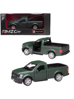 Машина металлическая RMZ City 1:32 Ford F150 2018, зеленый матовый цвет, двери открываются
