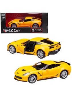 Машина металлическая RMZ City 1:32 Chevrolet Corvette Grand Sport, желтый матовый цвет, двери открываются
