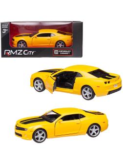 Машина металлическая RMZ City 1:32 Chevrolet Comaro 2010, желтый матовый цвет, двери открываются