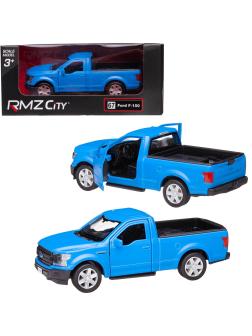 Машина металлическая RMZ City 1:32 Ford F150 2018, синий матовый цвет, двери открываются