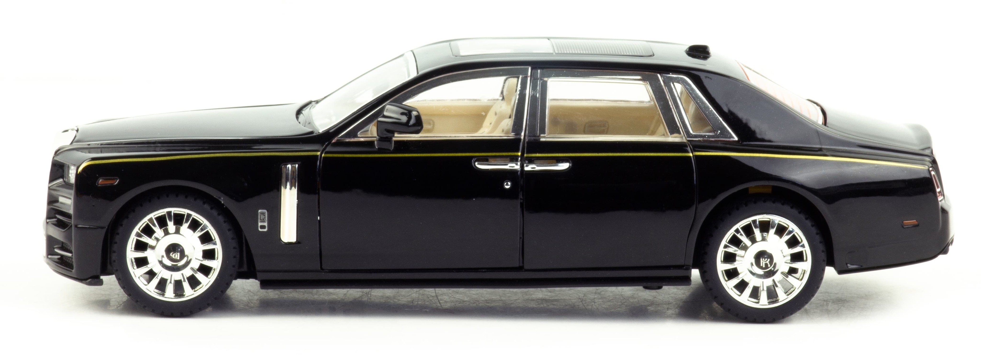 Металлическая машинка Mini Auto 1:24 «Rolls-Royce Phantom VIII Mansory» DC24102, 21 см., инерционная, свет, звук / Черный