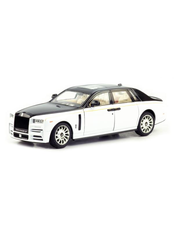 Металлическая машинка Mini Auto 1:24 «Rolls-Royce Phantom VIII Mansory» DC24102, 21 см., инерционная, свет, звук / Бело-черный