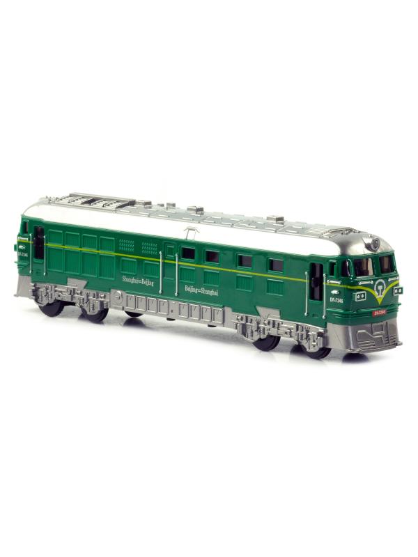 Игрушечный поезд 1:87 «Локомотив» 23 см. G1709 Green Train инерционный, свет, звук  / Зеленый