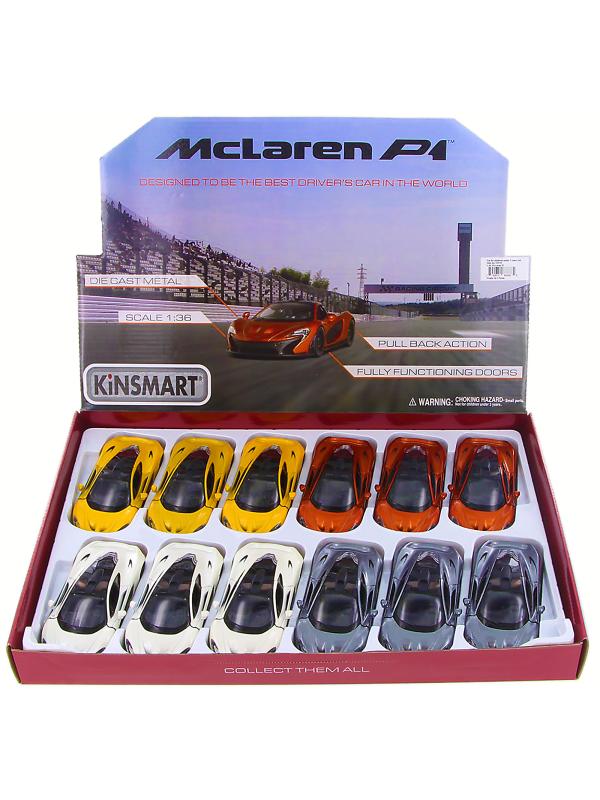 Машинка металлическая Kinsmart 1:36 «McLaren P1» KT5393D инерционная / Белый