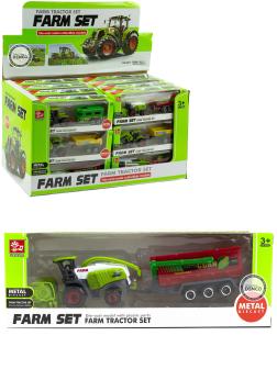 Машинка металлическая Farm Set «Трактор сельскохозяйственный с прицепом» SQ82002-2B / Красный