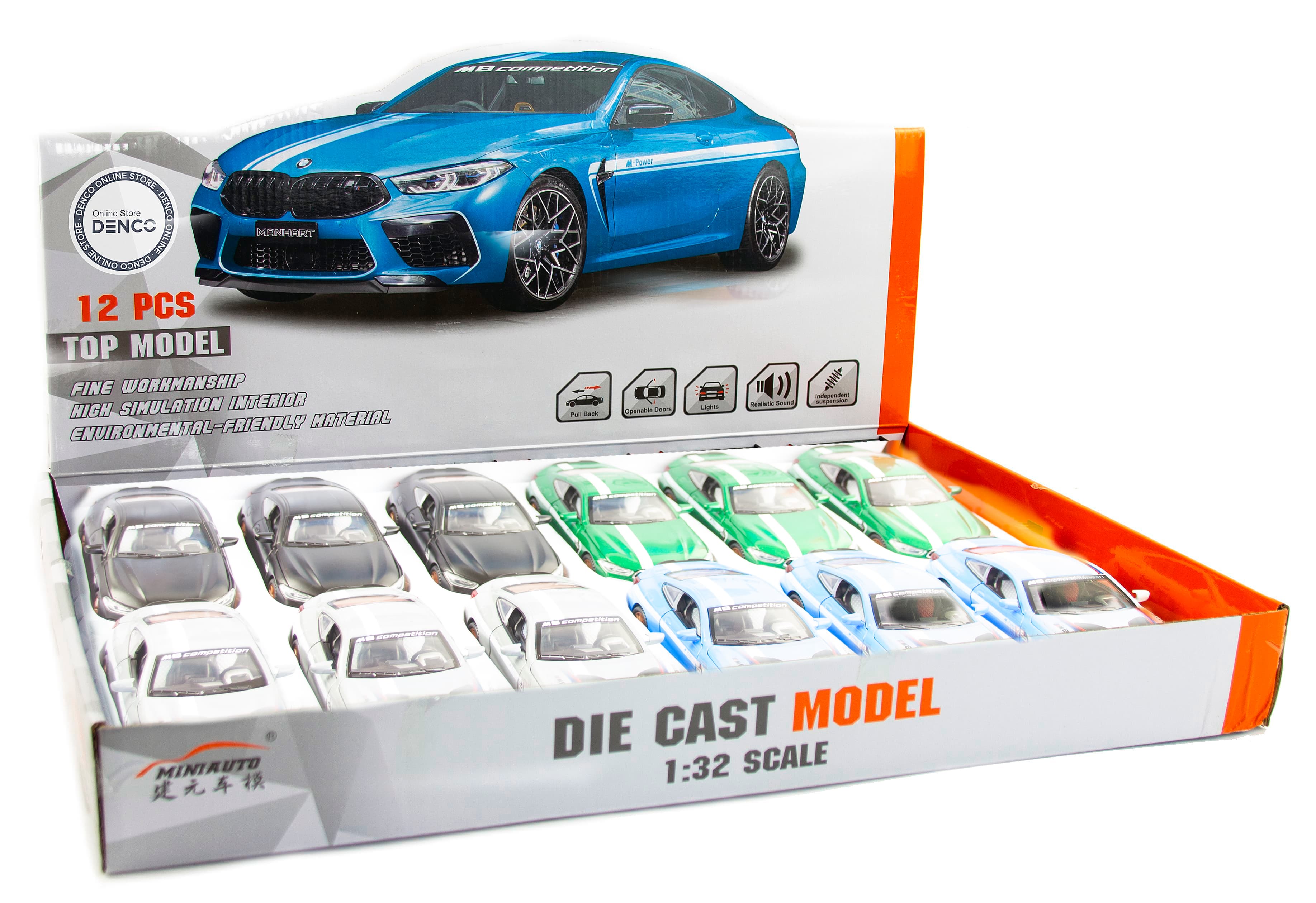 Металлическая машинка Mini Auto 1:32 «BMW M8 Manhart» DC32332, 15 см., инерционная, свет, звук / Голубой