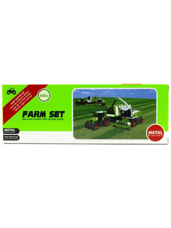 Машинка металлическая Farm Set «Трактор сельскохозяйственный с прицепом» SQ82002-4 / Зелено-желтый