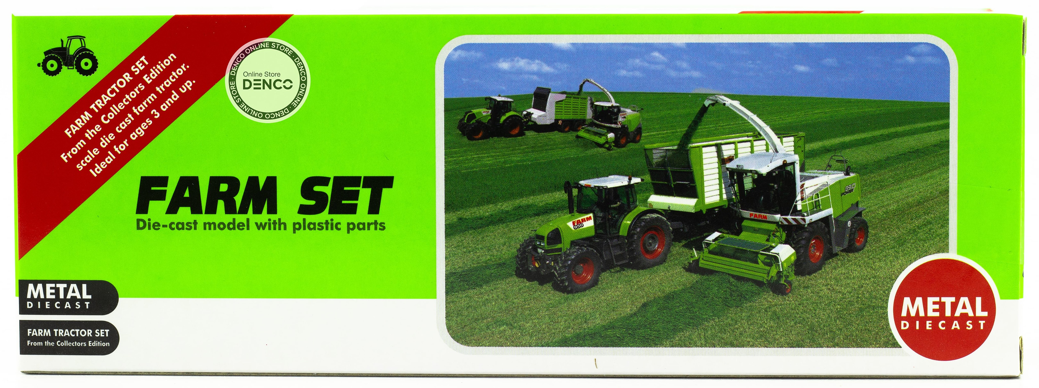 Машинка металлическая Farm Set «Трактор сельскохозяйственный с прицепом» SQ82002-4 / Желто-зеленый