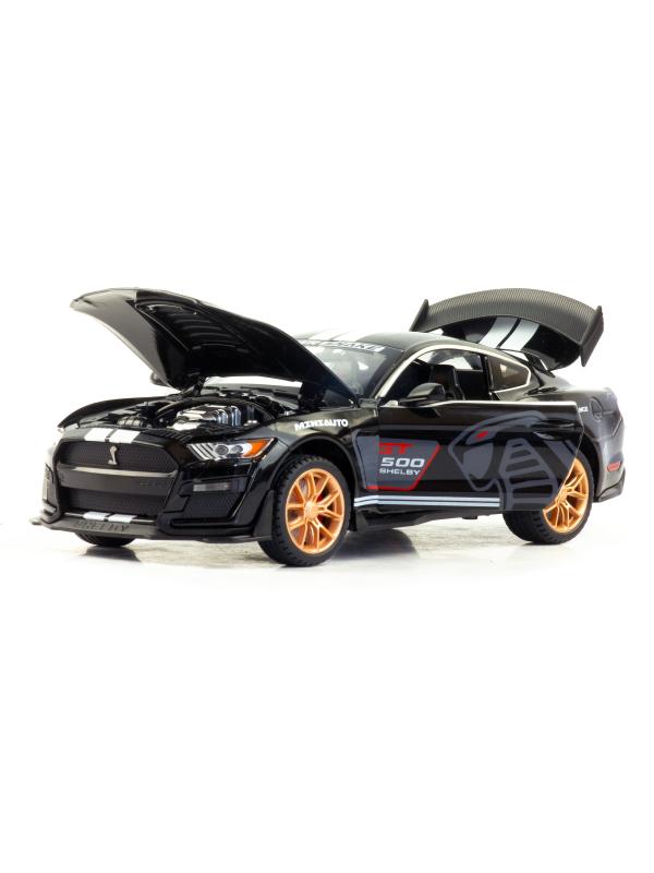 Металлическая машинка Mini Auto 1:24 «Ford Mustang Shelby GT500» 2406B, 21 см., инерционная, свет, звук / Черный