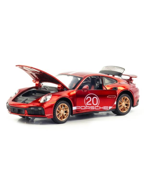 Металлическая машинка Mini Auto 1:32 «Porsche 911 Turbo S» 3230В, свет, звук, инерционная / Красный