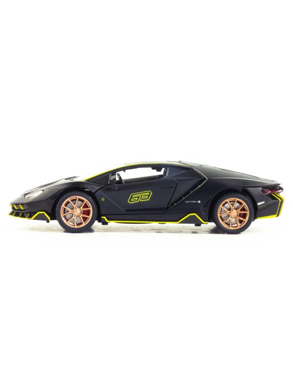 Металлическая машинка Mini Auto 1:24 «Lamborghini Centenario LP770-4» DC24262, 21 см., инерционная, свет, звук / Черный матовый