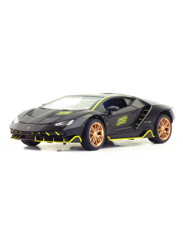 Металлическая машинка Mini Auto 1:24 «Lamborghini Centenario LP770-4» DC24262, 21 см., инерционная, свет, звук / Черный матовый
