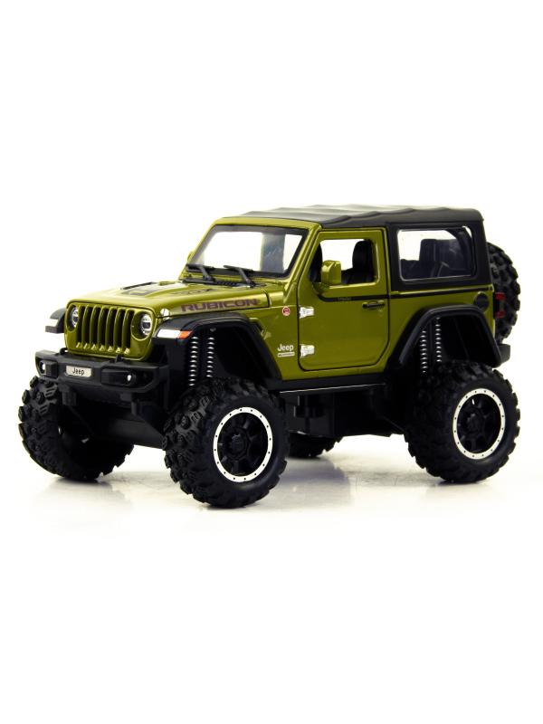 Металлическая машинка Mini Auto 1:32 «Jeep Wrangler Rubicon Off-Road» DC32372, 16 см. инерционная, свет, звук / Зеленый
