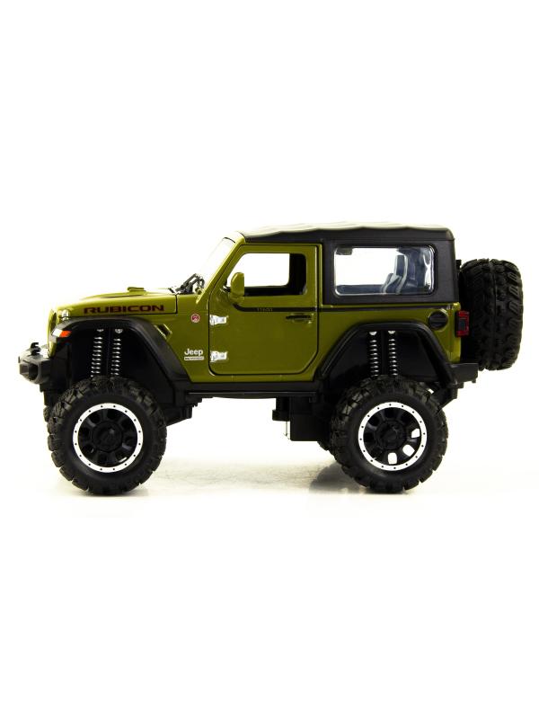 Металлическая машинка Mini Auto 1:32 «Jeep Wrangler Rubicon Off-Road» DC32372, 16 см. инерционная, свет, звук / Зеленый