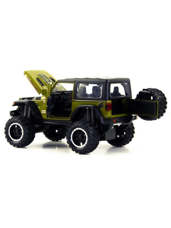 Металлическая машинка Mini Auto 1:32 «Jeep Wrangler Rubicon Off-Road» DC32372, 16 см. инерционная, свет, звук / Зеленый