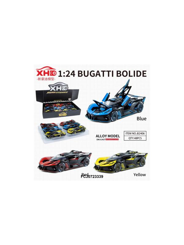 Металлическая машина Bugatti Bolode 1:24 звук, свет 6 шт в д/б