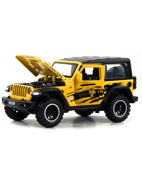 Металлическая машинка Mini Auto 1:32 «Jeep Wrangler Rubicon» DC32362, 16 см. инерционная, свет, звук / Желтый