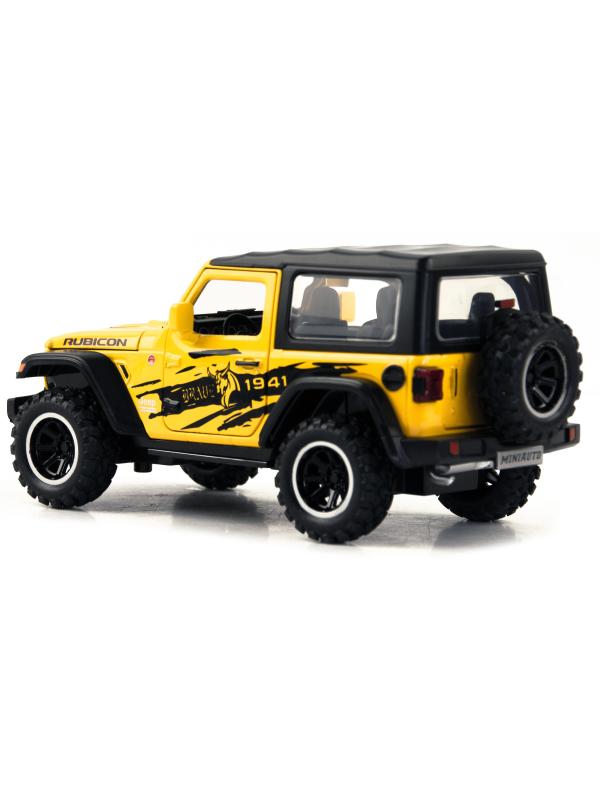 Металлическая машинка Mini Auto 1:32 «Jeep Wrangler Rubicon» DC32362, 16 см. инерционная, свет, звук / Желтый