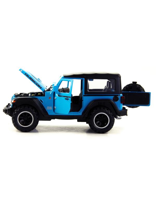 Металлическая машинка Mini Auto 1:32 «Jeep Wrangler Rubicon» DC32362, 16 см. инерционная, свет, звук / Голубой