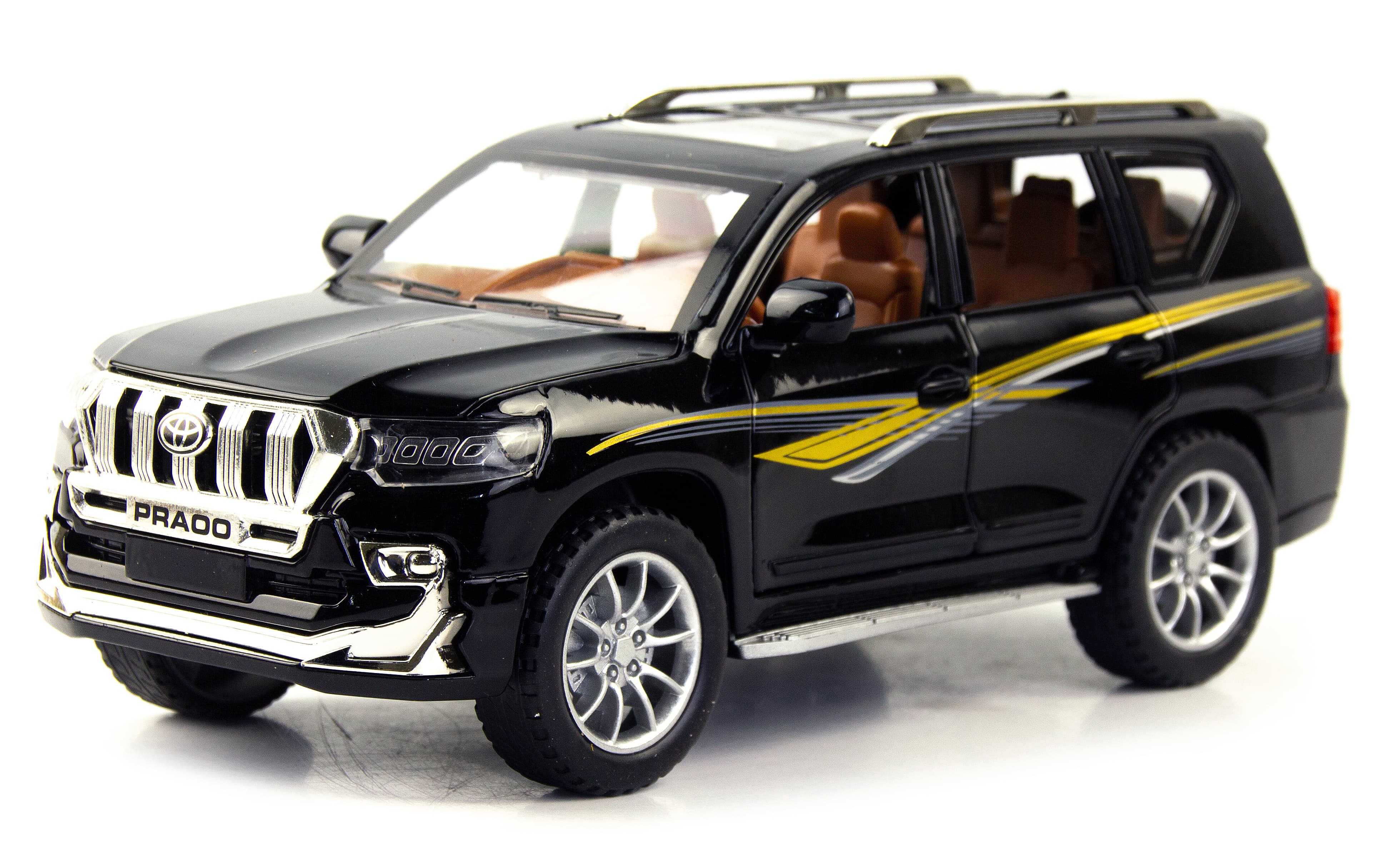 Металлическая машинка SIONRAY 1:24 «Toyota Land Cruiser Prado» 21 см. SR-2402A инерционная, свет, звук / Черный