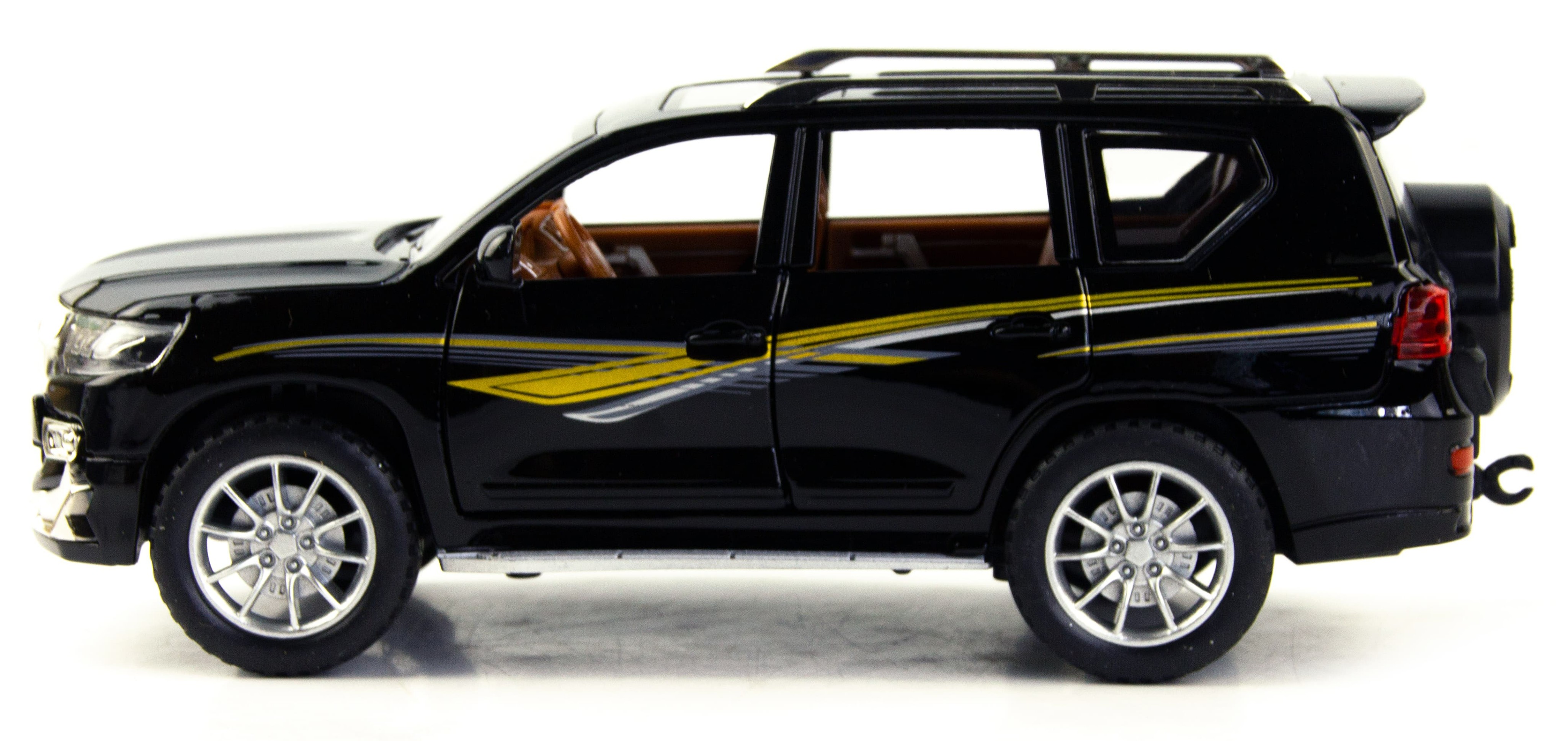 Металлическая машинка SIONRAY 1:24 «Toyota Land Cruiser Prado» 21 см. SR-2402A инерционная, свет, звук / Черный