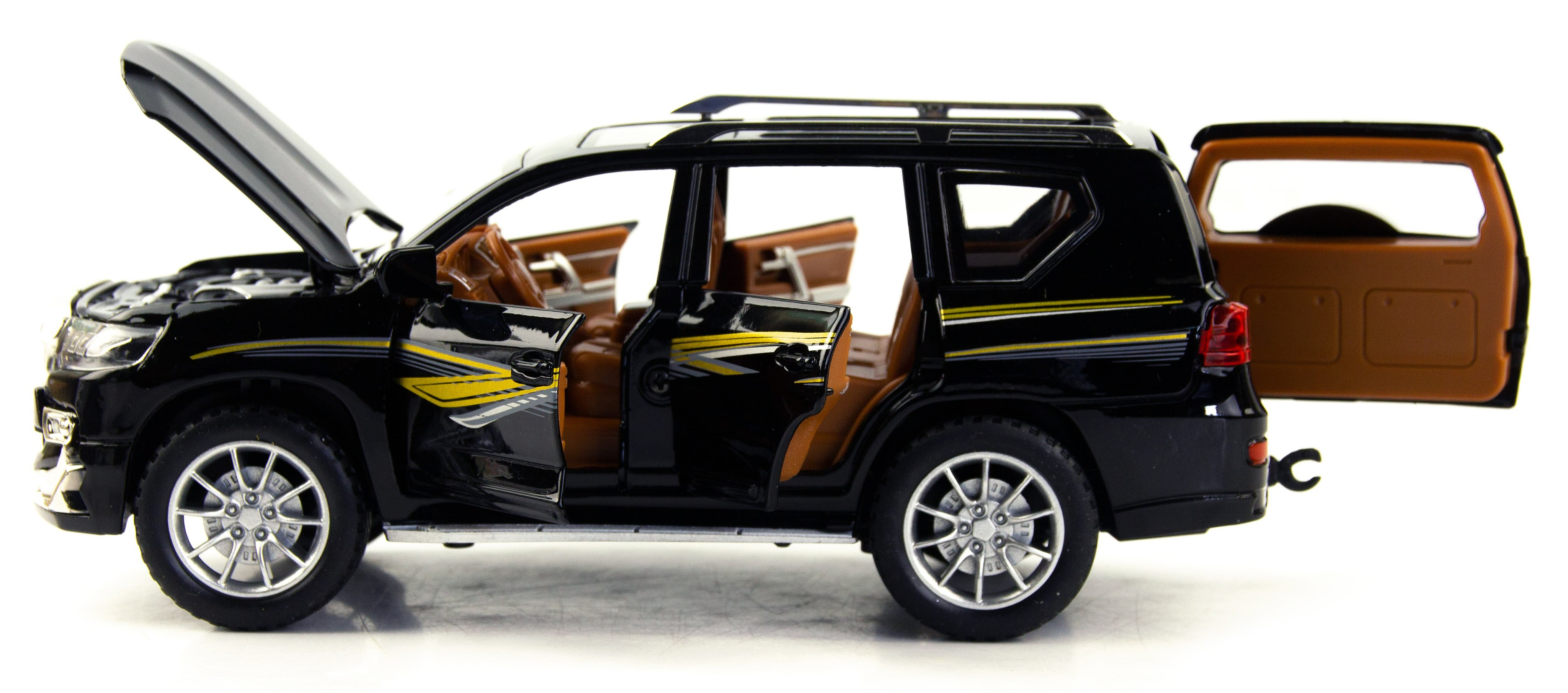 Металлическая машинка SIONRAY 1:24 «Toyota Land Cruiser Prado» 21 см. SR-2402A инерционная, свет, звук / Черный