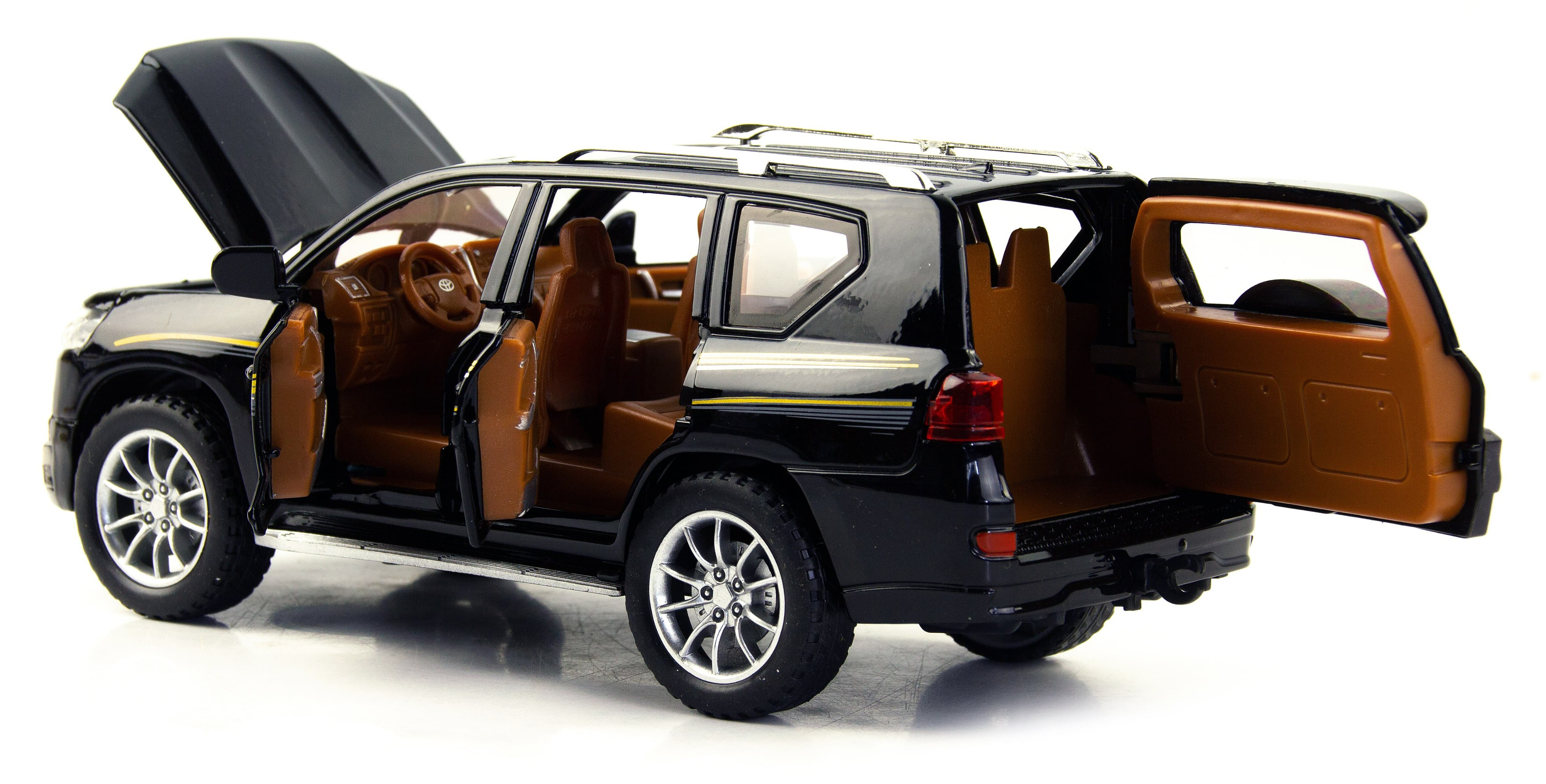 Металлическая машинка SIONRAY 1:24 «Toyota Land Cruiser Prado» 21 см. SR-2402A инерционная, свет, звук / Черный